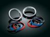 LARGE DELUXE GAUGE BEZELS (INCLUDES 3 COLORED RINGS) PAIR (1 IN STOCK)