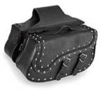 ZIP OFF SLANT MEDIUM BRAIDED & STUDDED SADDLEBAGS (17" W X 9" H X 6" D )