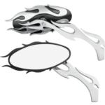 MIRROR OVAL FLAME BLACK/CHROME (PAIR)