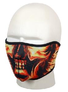 FLAMING SKULL HALF FACE MASK/ REVERSIBLE BLACK